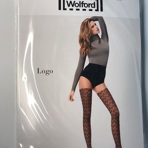 Wolford Logo Tights Black on Black Size M
